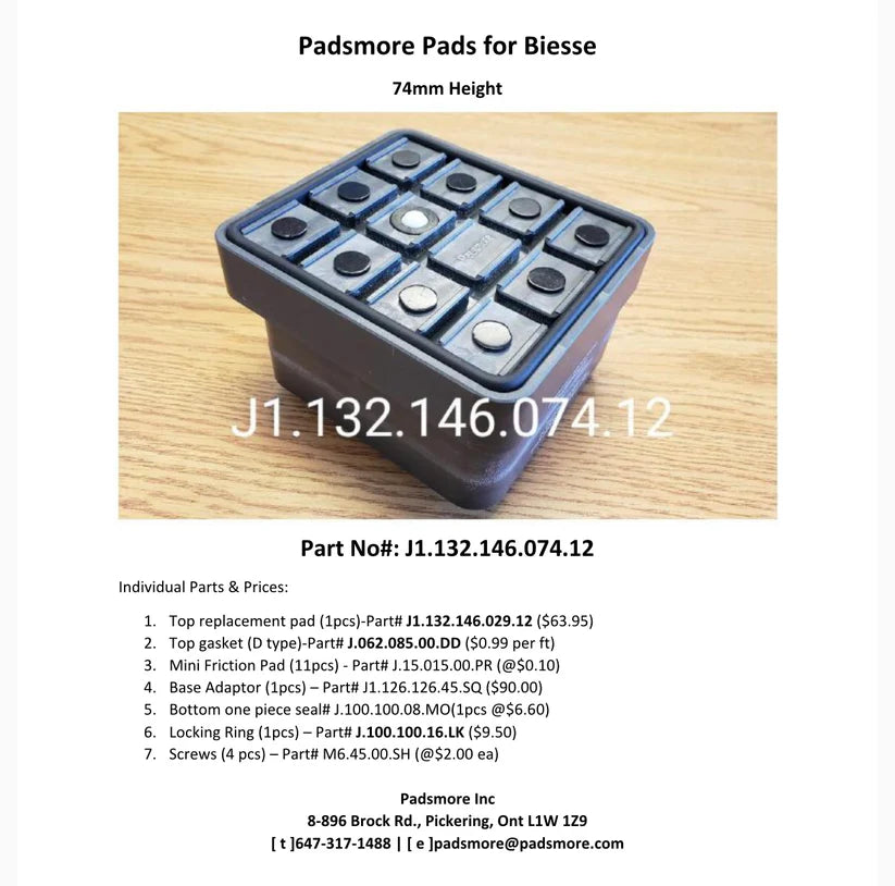 CNC ATS Suction Pad for Biesse machines 132*146 -74mm Height