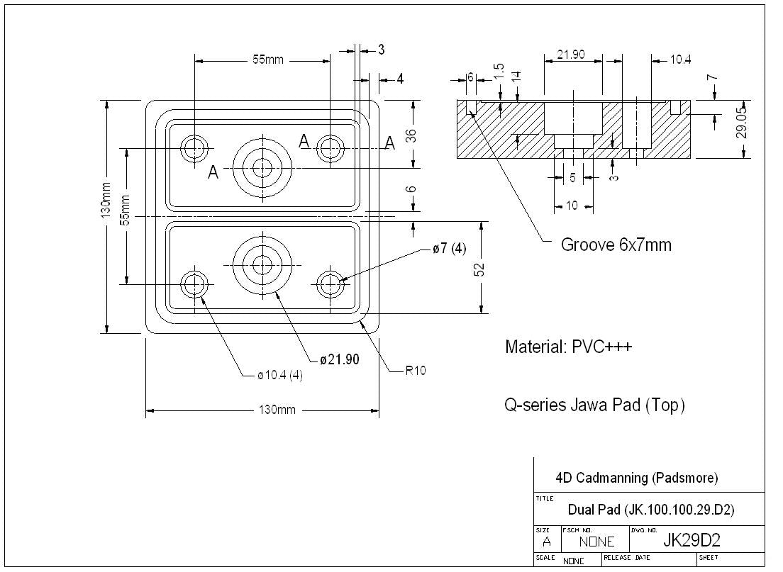 CNC Suction Top 100*100 - 29mm Height