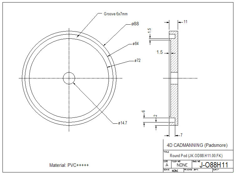 CNC - Round Suction Pad od88mm - 11mm height