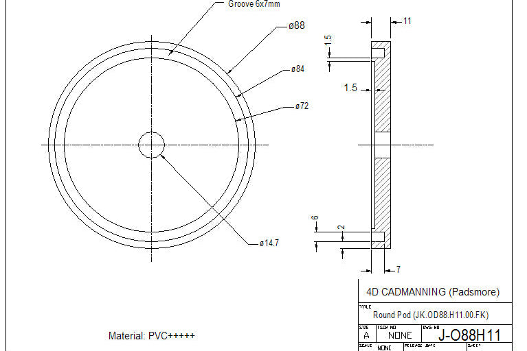 CNC - Round Suction Pad od88mm - 11mm height