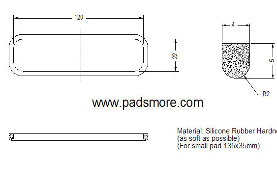 CNC - Rubber Seamless Seal 120*22mm - D Type 4.1*5.2mm