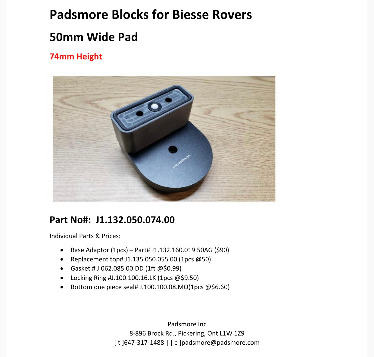 CNC ATS Suction Pad for Biesse machines 132*50 -74mm Height