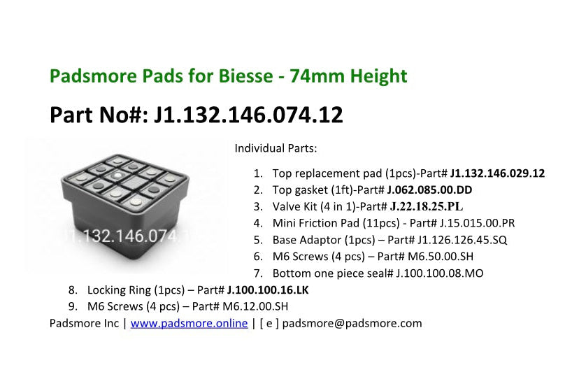 CNC ATS Suction Pad for Biesse machines 132*146 -74mm Height