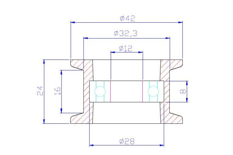 Edgebander - Guide Belt Roller 12*42*23mm