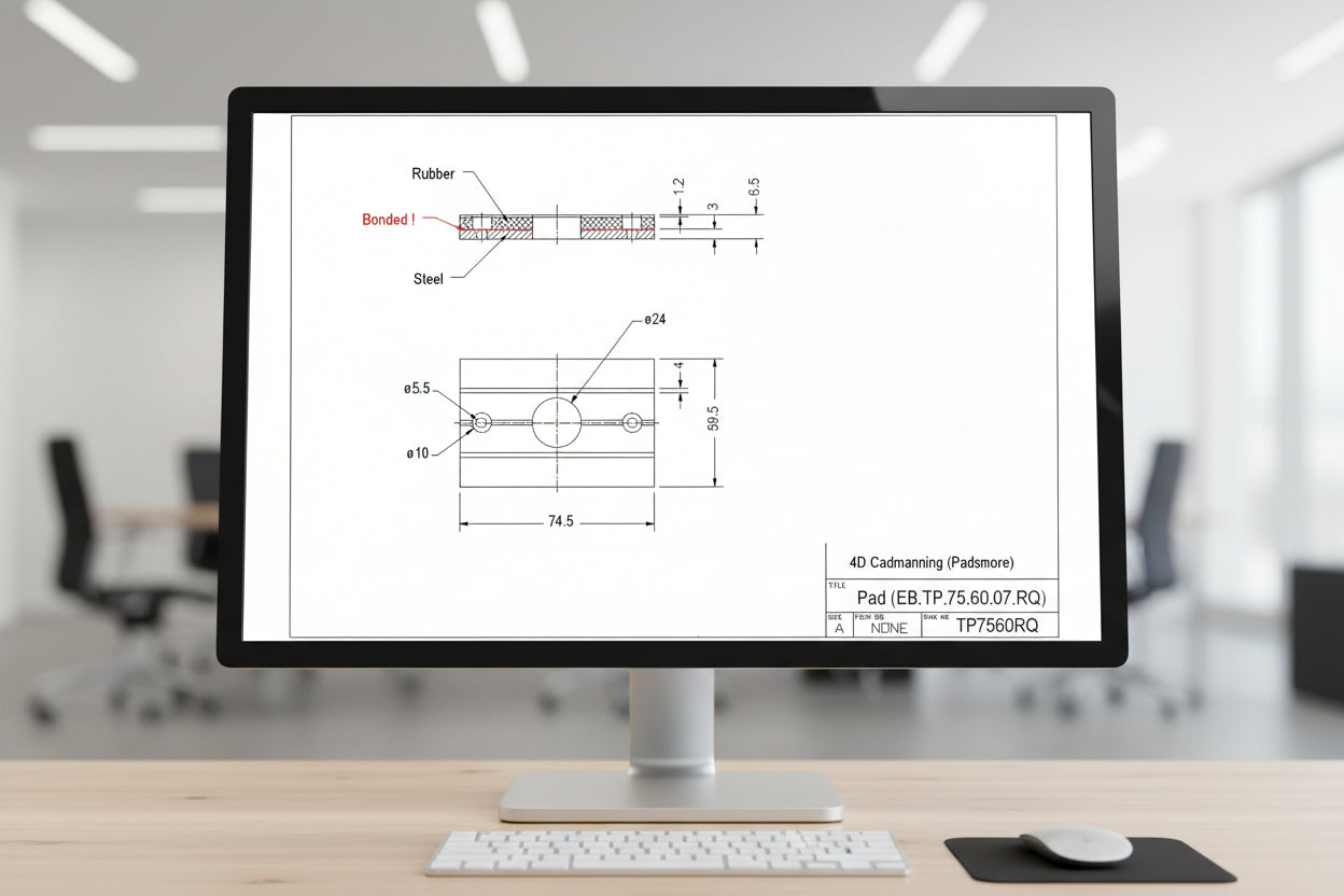 Edgebander-Track Pad 75x60x7mm with center hole