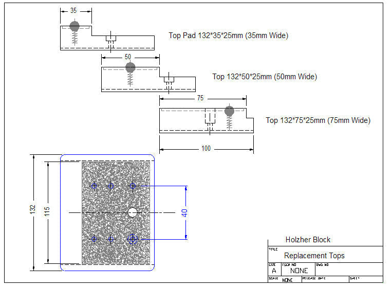 CNC - Top Pad 135*75 - 25/29mm height