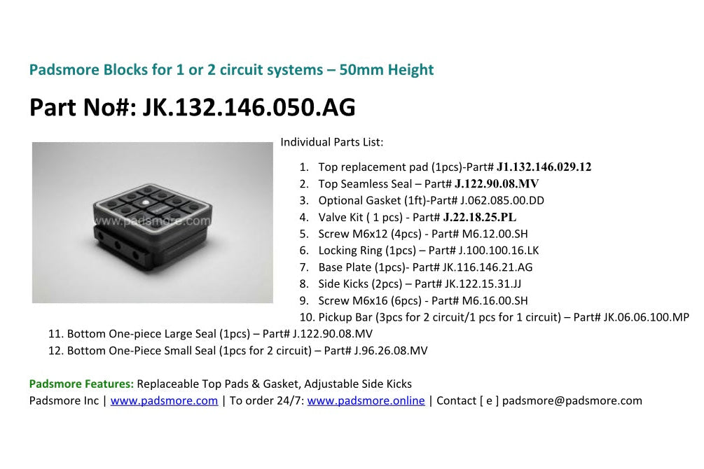 CNC Suction Blocks for circuit systems 132*146 - 50mm height