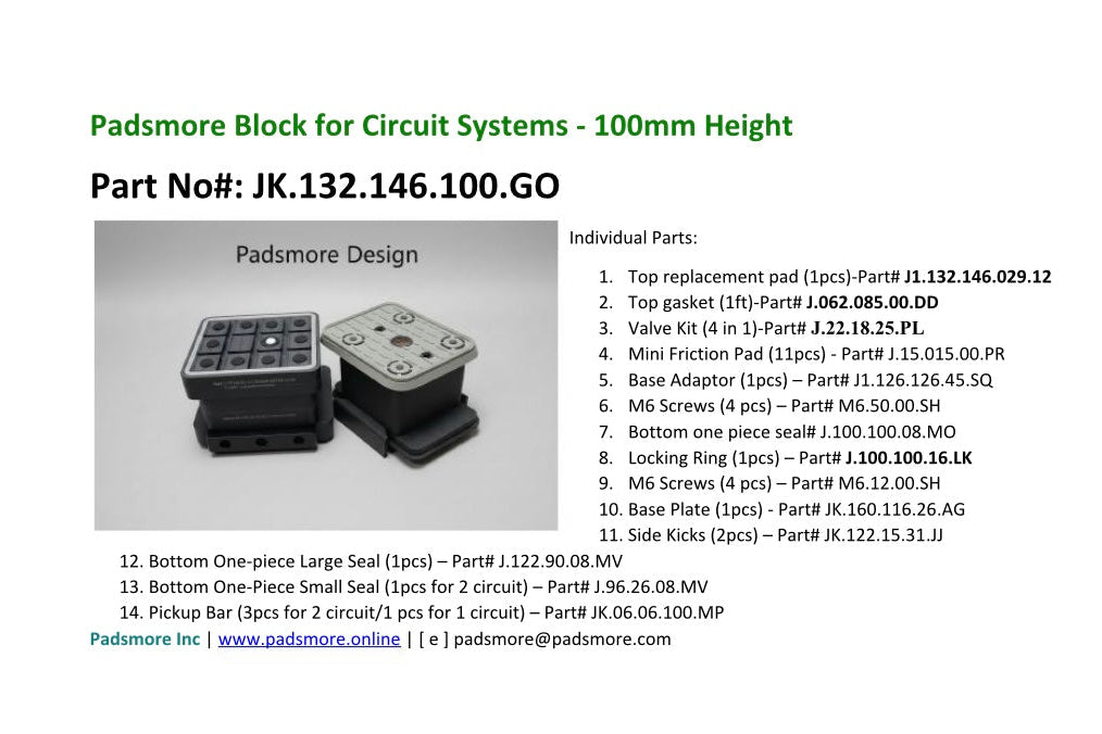 CNC Suction Blocks for Circuit Systems 132*146 - 100mm height