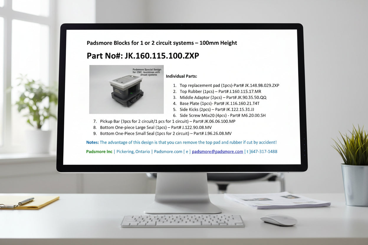 CNC Suction Blocks for circuit systems 160*115 - 100mm height (Rubber Top,Fixed)