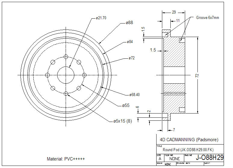 CNC - Round Suction Pad od88mm - 29mm height