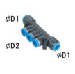 Tool - Pneumatic 5 Way Quick Fitting 6mm>>>4mm